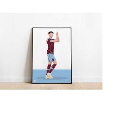 declan rice west ham football poster print a3 / a4 / a5 wall art, office, bedroom
