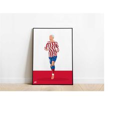 antoine griezmann atletico madrid football poster print a3 / a4 / a5 wall art, office, bedroom