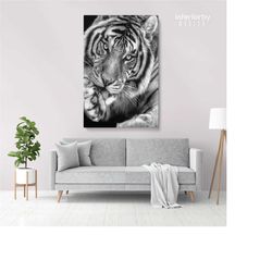 tiger canvas, tiger face canvas, black and white canvas, animals canvas, wild tiger canvas, canvas, canvas art, wall dec