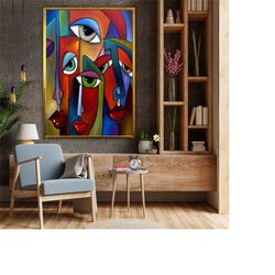 tom fedro pop art painting, modern canvas, cubism artwork, pablo picasso style art, surreal art print, abstract wall han