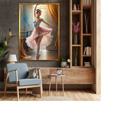 ballerina wall art, ballerina dancing canvas print, woman wall art, ballet artwork, ballet dancer canvas, dance wall dec