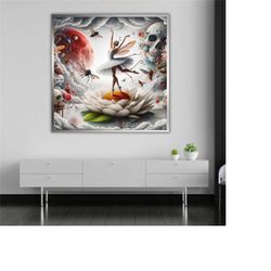 ballet surreal canvas art, ballerina decor, ballet gift, surreal artwork, dance studio wall decor, gift for dancer, read