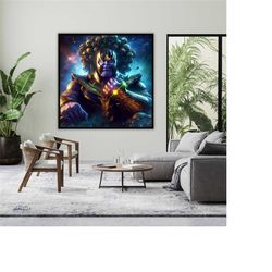marvel thanos canvas art, decorative wall poster, thanos artwork, framed canvas print, artwork for superhero fans, ready