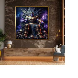 thanos canvas art, decorative wall poster, thanos colorful poster, framed artwork, unique print, gift for marvel fans,