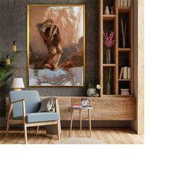 erotic woman canvas wall art,naked woman canvas, naked woman painting,sexy woman art,nude female print,sensual home wall