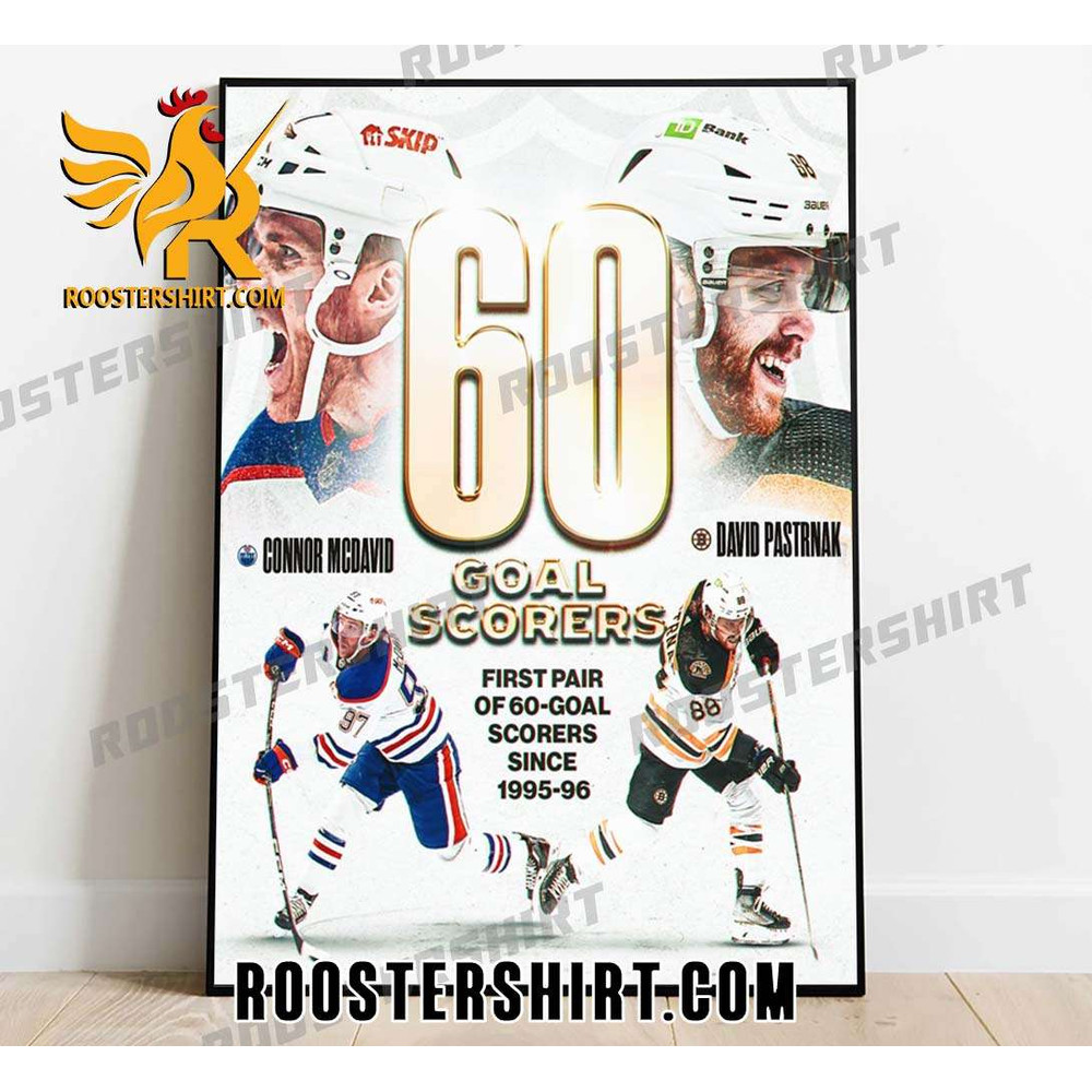 David Pastrnak And Connor McDavid 60 Goal Scorers In Season Poster Canvas - Roostershirt.jpg