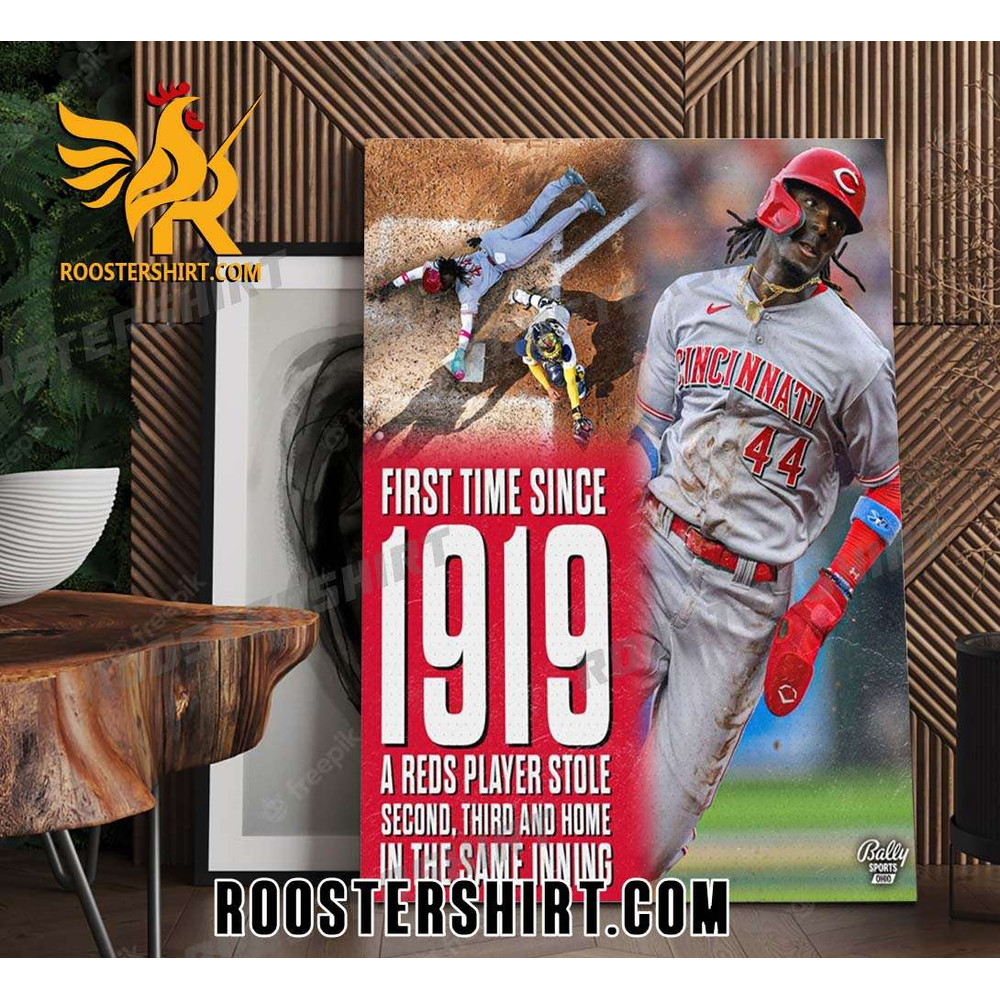Elly De La Cruz First Time Since 1919 A Reds Player Stole Second Third And Home In The Same Inning Poster Canvas - Roostershirt.jpg