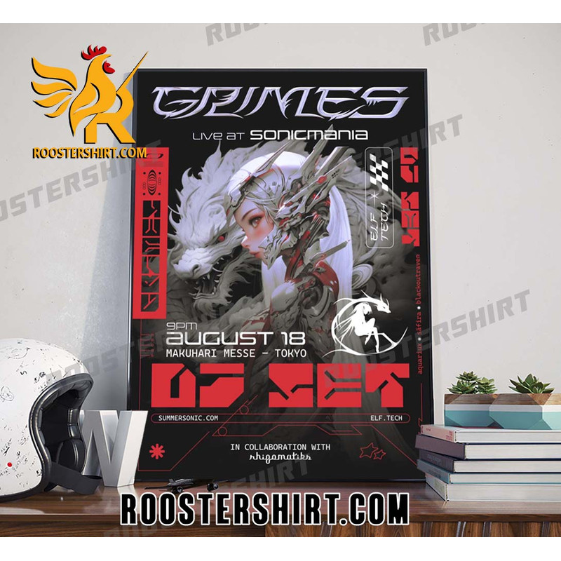 Elon Musk Twitter Grimes Live At Sonic Mania Poster Canvas - Roostershirt.jpg