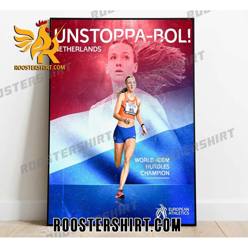 Femke Bol Is Crowned 400m Hurdles Champion At World Athletics Champs Poster Canvas-min - Roostershirt.jpg