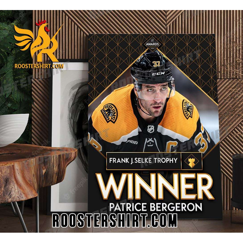 Frank J Selke Trophy Winner Patrice Bergeron Poster Canvas - Roostershirt.jpg