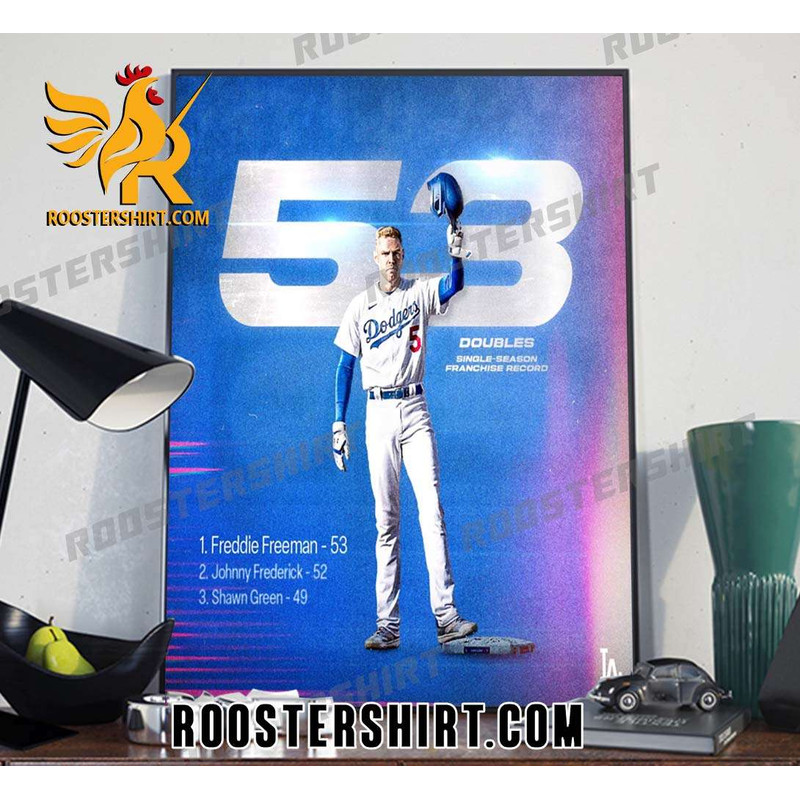 Freddie Freeman 53 Doubles Single Season Franchise Record Poster Canvas - Roostershirt.jpg