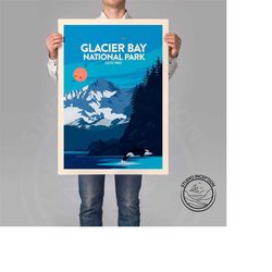 glacier bay print, national park poster, travel poster by studio inception | glacier bay national park print |national p