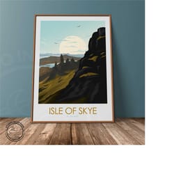 isle of skye print, the old man of storr scotland art print travel poster travel print by studio inception