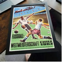 soccer sports 1962 chile south america vintage poster