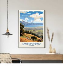 san bernardino travel poster, san bernardino print, california poster, cityscape painting, travel poster, travel gifts,