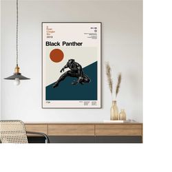 black panther movie poster, black panther print, retro movie poster, minimalist art print, vintage inspired, midcentury
