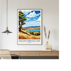 willow springs lake travel poster, willow springs lake print, arizona poster, wall decor, minimal travel print, minimal