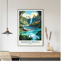 rainbow springs travel poster, rainbow springs art, florida poster, cityscape painting, travel poster, travel gifts, hig