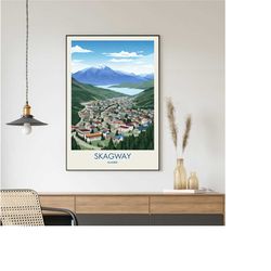 skagway travel poster, skagway print, alaska poster, doylestown painting, cityscape painting, travel posters, travel gif