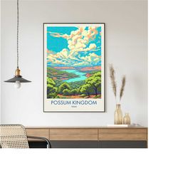 possum kingdom travel poster, possum kingdom print, texas poster, wall decor, minimal travel print, minimal city poster,
