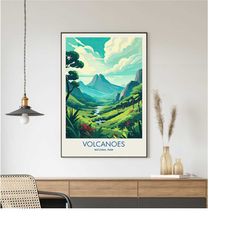volcanoes travel poster, volcanoes art, hawaii poster, cityscape painting, travel poster, travel gifts, high quality, ho