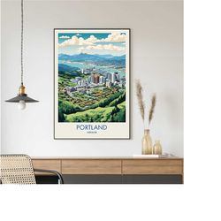 portland travel poster, portland print, oregon poster, doylestown painting, cityscape painting, travel posters, travel g