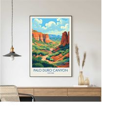 palo duro canyon travel poster, palo duro canyon print, texas poster, wall decor, minimal travel print, minimal city pos