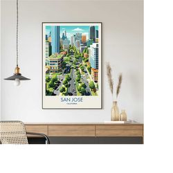 san jose travel poster, san jose print, california poster, wall decor, minimal travel print, minimal city poster, travel