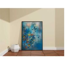 butterfly canvas / colorful graffiti / nature print art / magical wall decor / modern art / retro colors poster / large
