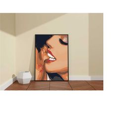 woman bites her lover's ear poster / lipstick mark canvas / high quality / feminist wall decor / woman wall art / girl r