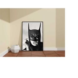 the bat woman wall art / bat woman and cigarette canvas / black and white poster / popular canvas wall art / christmas g