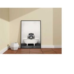 bear black and white wall decor / bathtub bear print / bathroom poster / cute woodland animal wall art / trendy wall ar