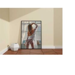woman wall art / canvas home decor / naked woman / abstract woman canvas / colorful woman portrait / boho style print /