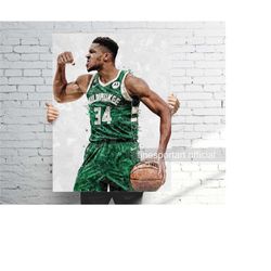 giannis antetokounmpo milwaukee poster v2, canvas wrap, basketball framed print, sports wall art, man cave, gift, kids r