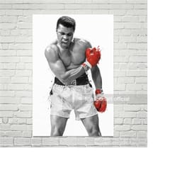 muhammad poster, canvas, boxing print, sports wall art, kids room decor, man cave, gift