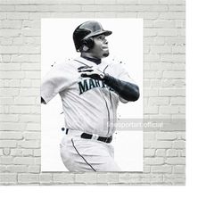 ken griffey jr poster, canvas, baseball print, sports wall art, kids room decor, man cave, gift