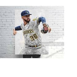 devin williams milwaukee poster, canvas wrap, baseball framed print, sports wall art, man cave, gift, kids room decor