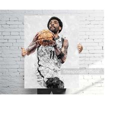 irving brooklyn poster, canvas wrap, basketball framed print, sports wall art, man cave, gift, kids room decor