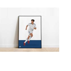 tyler adams leeds united 22/23 football poster print a3 / a4 / a5 wall art, office, bedroom