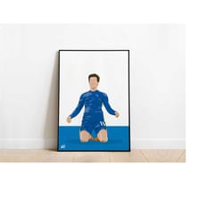 mason mount chelsea football poster print a3 / a4 / a5 wall art, office, bedroom