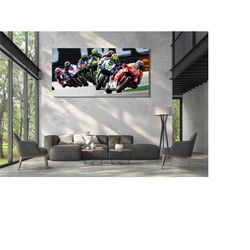 valentino rossi canvas wall art - moto gp canvas wall art, valentino rossi poster print, motogp print poster man cave de