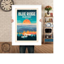 blue ridge parkway poster - blue ridge mountains - minimalist art print