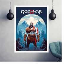 god of war poster, gaming room poster, minimalist, gaming poster, gaming print poster, game gift, video games poster, kr
