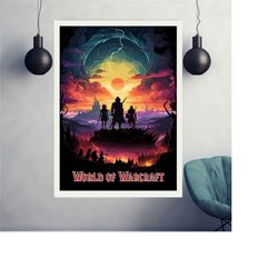 world of warcraft poster, gaming room poster, minimalist, gaming poster, gaming print poster, game gift, video games pos