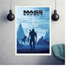 mass effect poster, gaming room poster, minimalist, gaming poster, gaming print, game gift, video game poster, mass effe
