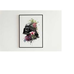 star wars aesthetic painting - darth vader watercolor print | star wars wall art | star wars watercolor painting