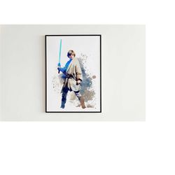 star wars luke skywalker digital print - star wars watercolor painting | star wars wall art | star wars posters | luke s