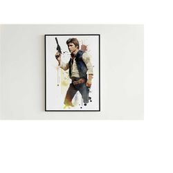 han solo watercolor painting digital print - star wars artwork for print and frame, star wars fan art, han solo poster,
