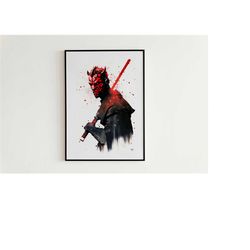darth maul watercolor digital print - star wars printable darth maul watercolor painting, star wars wall art - instant d