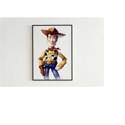 woody from toy story watercolor painting - toy story digital art print kids nursery wall art pixar watercolor poster woo